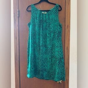 Dana Buchman Women's Emerald Green Sleeveless Animal Print Dress Size XL